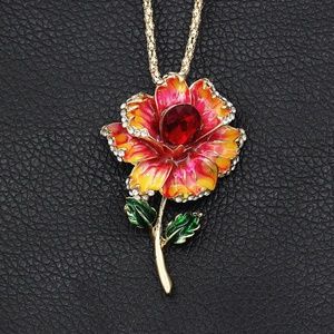 SOLD Rhinestone Flower Necklace/Pin
